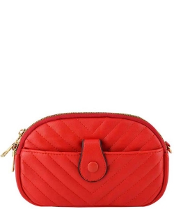 Chevron Quilted Multi Compartment Crossbody Bag LM746V RED